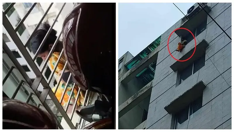মাকে দেখতে ৭ তলার কার্ণিশে দুঃসাহসী কাণ্ড কিশোরীর
