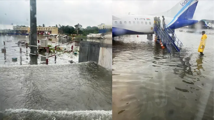 অতিবৃষ্টিতে পানির নিচে বিমানবন্দর