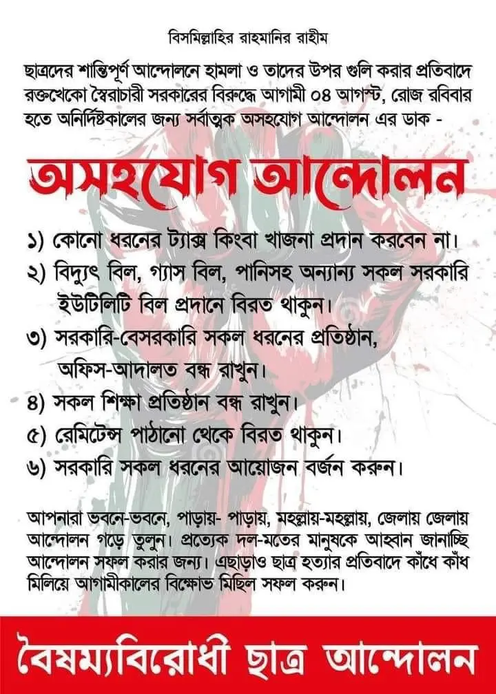অসহযোগ আন্দোলনের রূপরেখা ঘোষণা