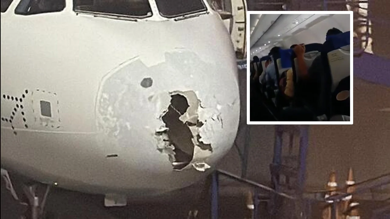 Plane caught in a fierce storm in mid air, passengers scream in panic
