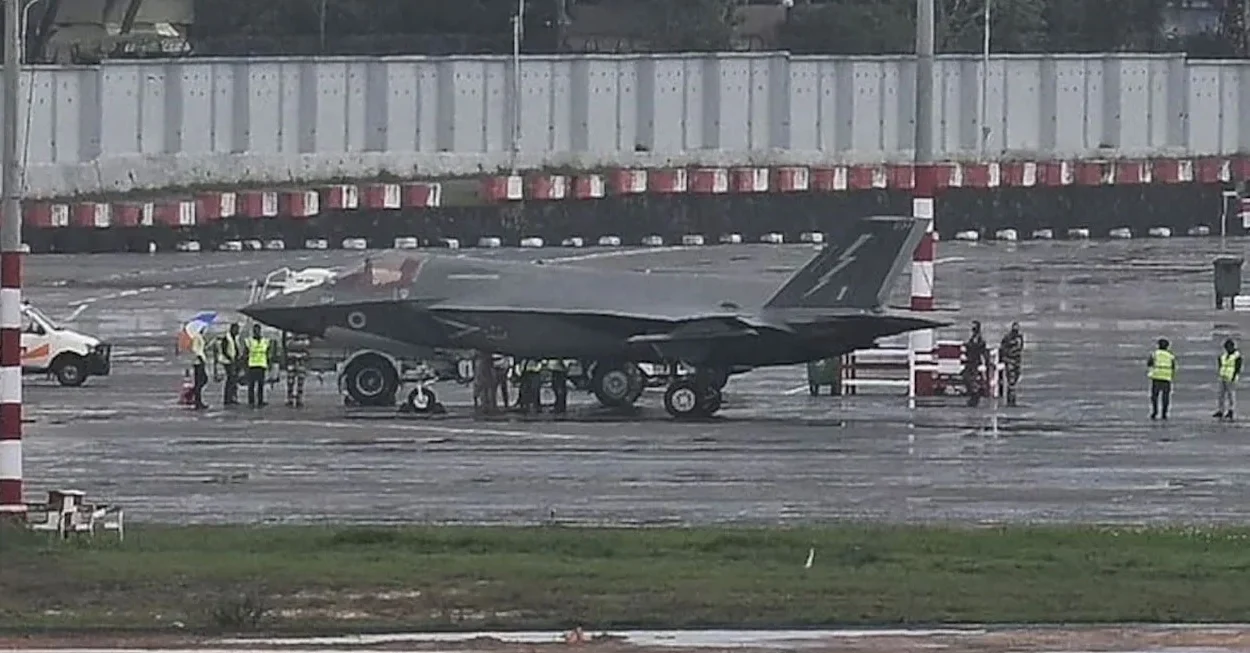 British f 35 fighter jet makes emergency landing in india at night