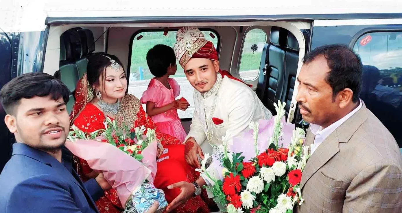 Kuwaitiexpatriatefatherarrangesweddingbyhelicoptertofulfillsonsdream