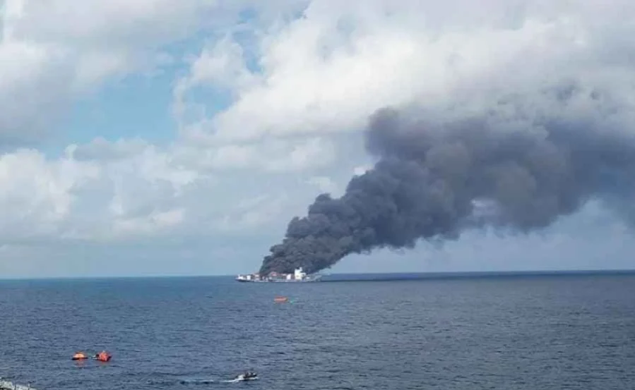Massive fire breaks out on oman bound ship