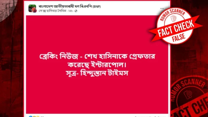 শেখ হাসিনাকে ইন্টারপোল গ্রেপ্তার করার দাবি!